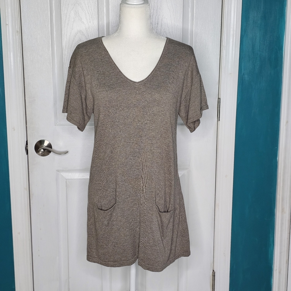 J Jill Pure Jill V-Neck Brown Tunic Top